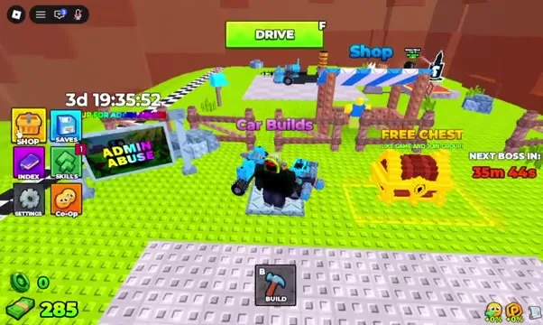 Build and Kill Zombies HUD NEXT BOSS IN timer at base with Car Builds pad