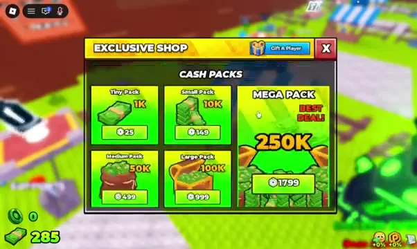 Build and Kill Zombies Exclusive Shop CASH PACKS Robux prices